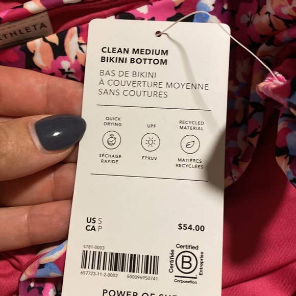💗 Athleta Clean Medium Bikini Bottom // Elysian Floral Pink - Picture 7 of 10